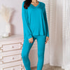 Basic Bae Full Size V-Neck Soft Rayon Long Sleeve Top and Pants Lounge Set - Sky Blue