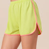 BiBi Cord Rib with Band Side Slit Shorts - LIME/NEON PINK