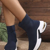 Mesh Round Toe Platform Boots - Navy