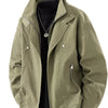 Men's Plus Size Casual Stand Collar Zipper Jacket - Military Green