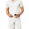 Men's Plus Size Short Sleeve Top and Shorts Set - White