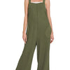 Zenana Knit Waffle Wide Leg Overalls - DK OLIVE