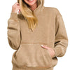 Zenana Fleece Acid Wash Kangaroo Pocket Hoodie - DEEP CAMEL