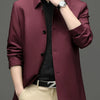 Men's Button Up Long Sleeve Jacket - Red