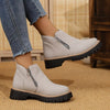 Ankle Boots with Zipper Accent - White