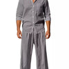 Men's Full Size Button Up Long Sleeve Shirt and Pants Plus Size - Grey