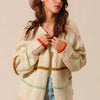 SO ME Loose Fit Multi Stripe Open Front Cardigan - OATMEAL