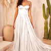 Satin A-Line Bustier Bridal Dress - Off White-Nude
