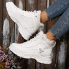 High-Top Platform Chunky Sneaker Boots with Lace-Up - White