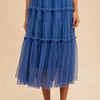 Annie Wear Tulle Tiered Midi Skirt - ROYAL