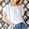 Lime 'N' Chili Round Neck Double Ruffle Cap Sleeve Top - WHITE