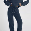 Drop Shoulder Loose Sweatshirt and Joggers Active Set - Navy