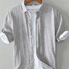 Men's Plus Size Casual Striped Short Sleeve Shirt - Coffee