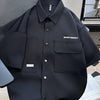 Men's Plus Size Button Up Short Sleeve Shirt - Black