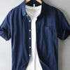 Men's Plus Size Button Up Short Sleeve Shirt - Royal Blue