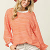 BiBi French Terry Stripe Long Sleeve Sweatshirt - ORANGE