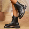 Lace-Up Platform Boots - Black