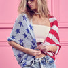BiBi American Flag Theme Cocoon Knit Cardigan - NAVY/RED