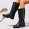 Round Toe Block Heels Boots - Style E