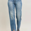 Judy Blue Full Size High Waist Vintage Wash Front Seam & Slit Straight Plus Size - MD