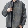 Men's Plus Size Button Up Long Sleeve Shirt - Military Green