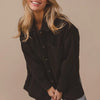 BiBi Button Up Washed Jacket with Pockets - Black Charcoal