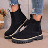 Round Toe Platform Boots - Black