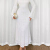 Lace Round Neck Flare Sleeve Dress - White