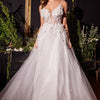 Floral Applique A-Line Tulle Bridal Gown - Off White