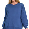 Zenana Fleece Hi-low Boyfriend Sweatshirts with Pockets - LT NAVY