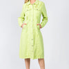 American Bazi Button Up Distressed Denim Dress - Lime