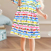 Children's Striped Bee Print Casual Dress - Multicolor