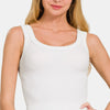 Zenana Ribbed Round Neck Cropped Tank - WHITE