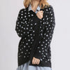 Umgee Polka Dot Open Front Drop Shoulder Cardigan - Black