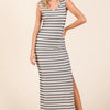 Mittoshop Striped Scoop Neck Sleeveless Maxi Dress - Ivory