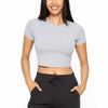 MONO B Essential Micro-ribbed Cropped Athleisure Tee - HEATHER GREY