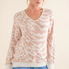 And The Why Leopard Zebra Combo Casual Sweater Top - PALE PINK