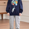 Children's Astronaut Planet Graphic Crew Neck Sweatshirt - Dark Navy