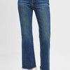 RISEN Full Size Tummy Control High Rise Crop Straight Raw Cut Hem Jeans Plus Size - DARK
