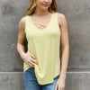 BOMBOM Criss Cross Front Detail Sleeveless Top in Butter Yellow - Light Yellow