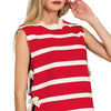Zenana Side Tie Stripe Sweater Vest - RUBY