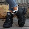 Warm Lined Ankle Boots with Buckle Detail - Black