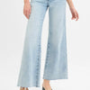 RISEN Full Size Tummy Control Low Rise Wide Leg Raw Cut Hem Jeans Plus Size - LIGHT