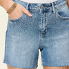 Judy Blue Full Size High Waist Rhinestone Decor Denim Shorts - Light