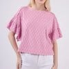 VERY J Full Size Texture Ruffle Short Sleeve Top - Orchid