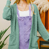Zenana Long Sleeve Popcorn Sweater Cardigan with Pockets - ASH JADE