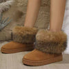 Fuzzy Trim Ankle Boots - Brown