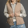 Umgee Quilted Zip-Up Vest - Taupe