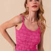 SO ME Two Tone Floral Seamless Tank Top - FUCHSIA