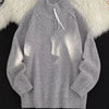 Men's Half-Zip High Neck Sweater - Gray